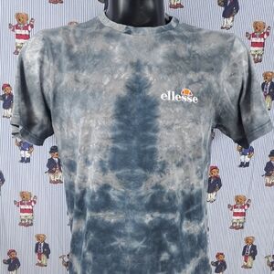 Ellesse Sport Stitched Logo Acid tie dye black & Gray SZ 8 LG Casual T-Shirt
